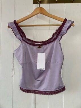 Stitch & Pine Lilac Satin Camisole with Lace Trim size medium